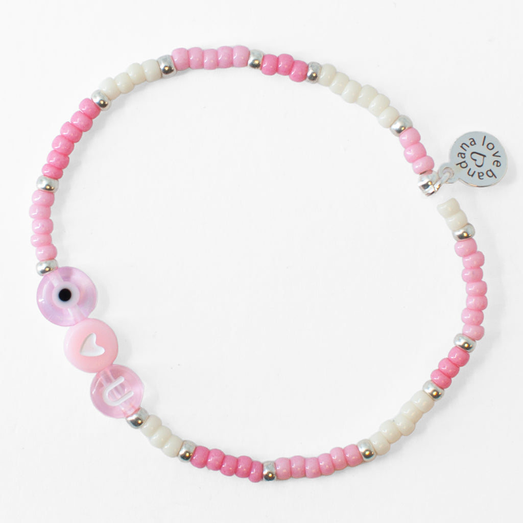 Eye Heart U in Pink Ivory Silver Mini Candi Beads