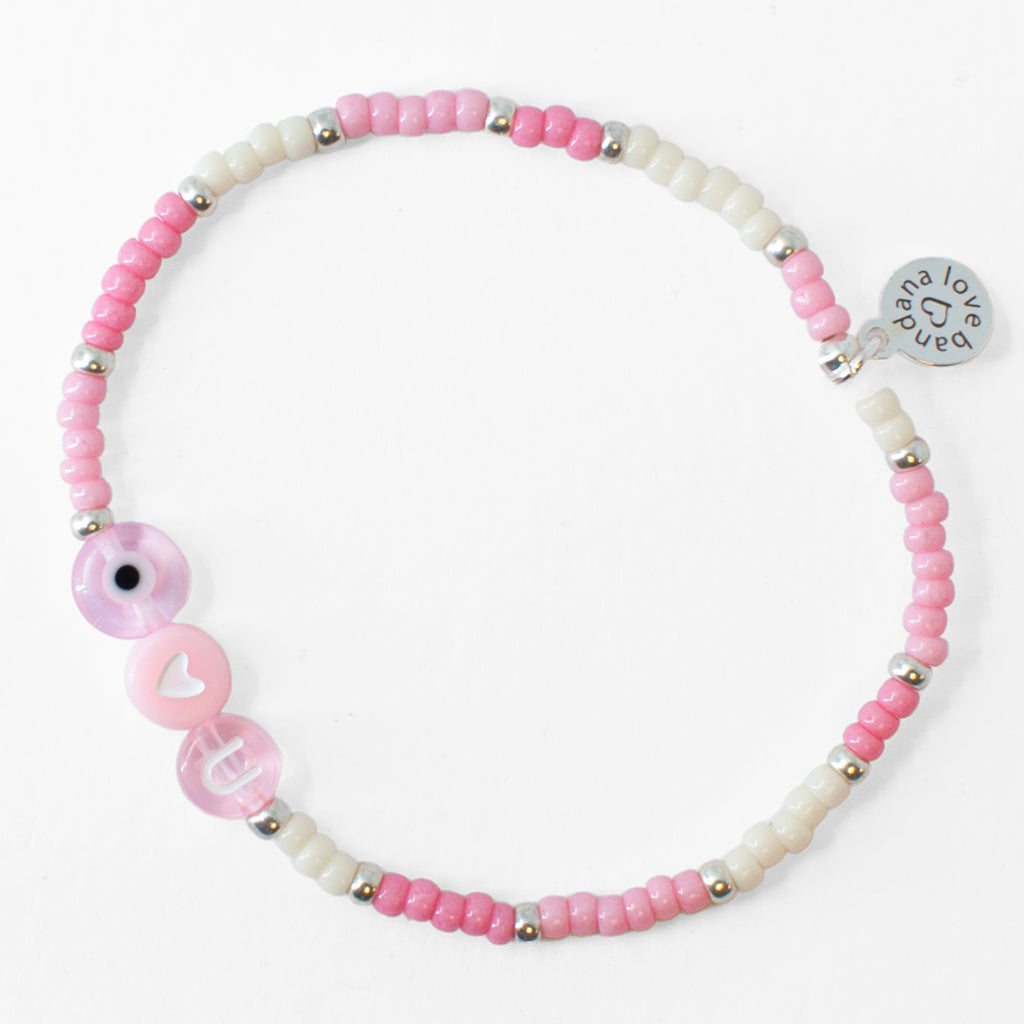 Eye Heart U in Pink Ivory Silver Mini Candi Beads