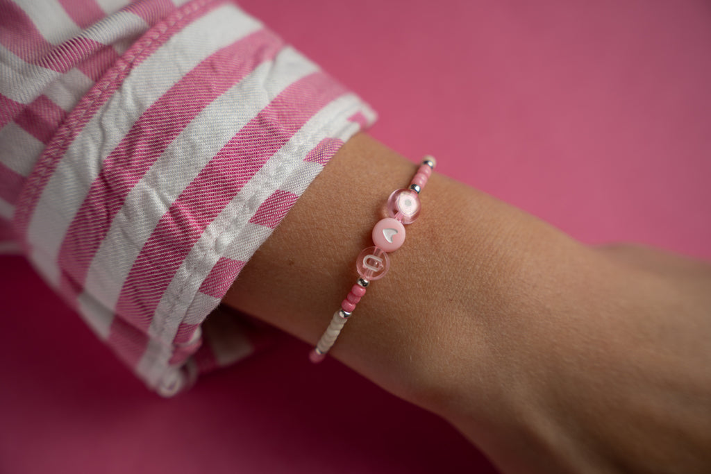 Eye Heart U in Pink Ivory Silver Mini Candi Beads