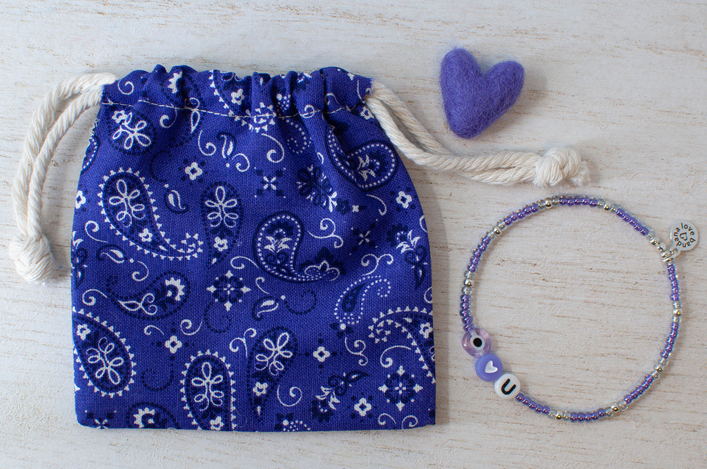 Eye Heart U in Purple Power Mini Candi Beads
