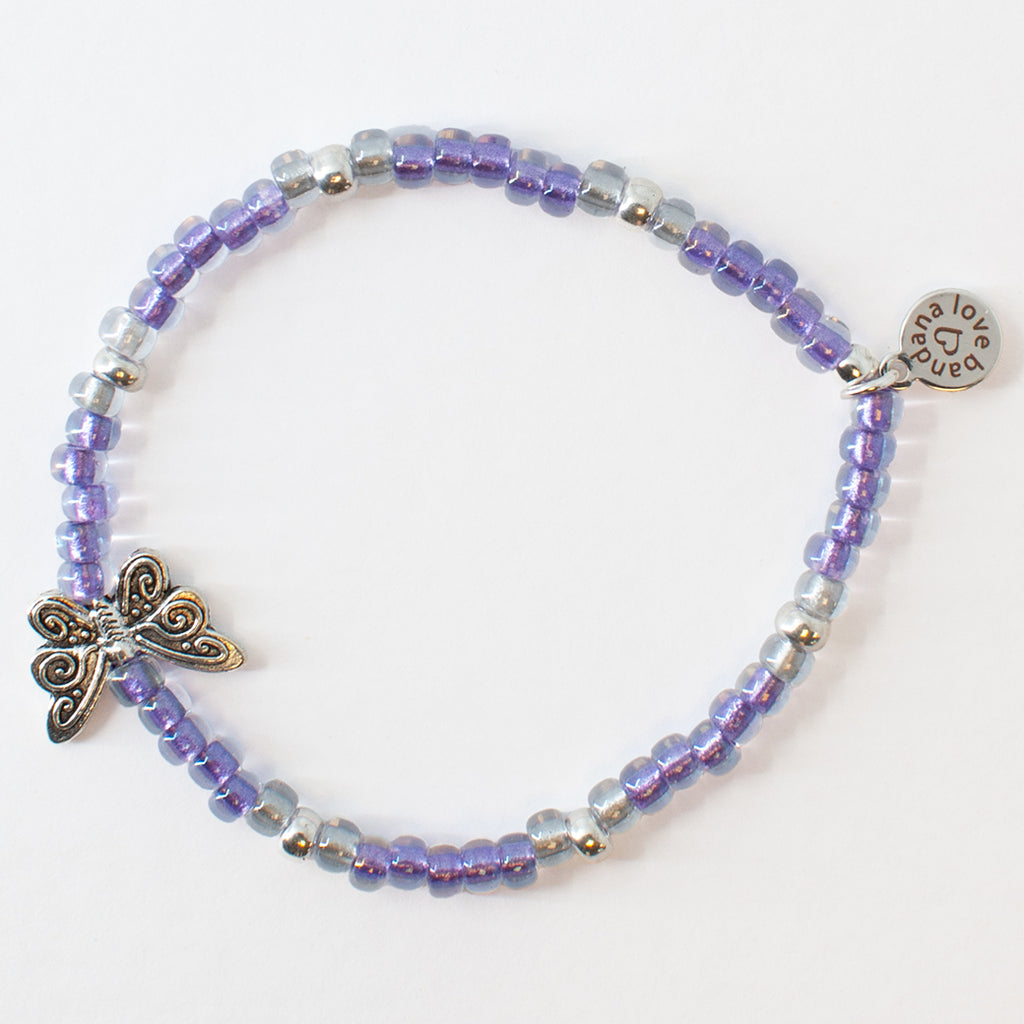 Silver Butterfly in Purple Power Candi Beads