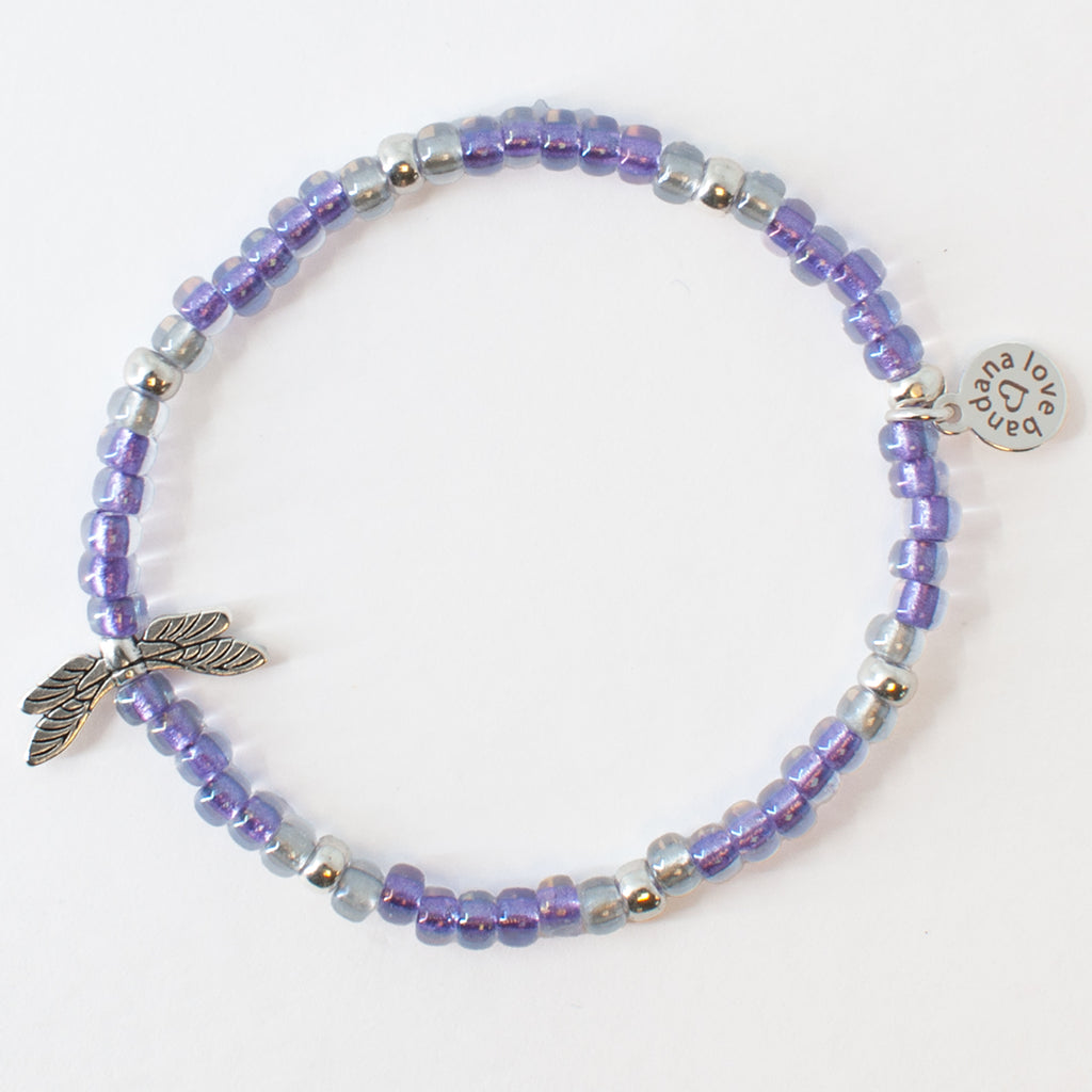 Silver Dragonfly in Purple Power Candi Beads