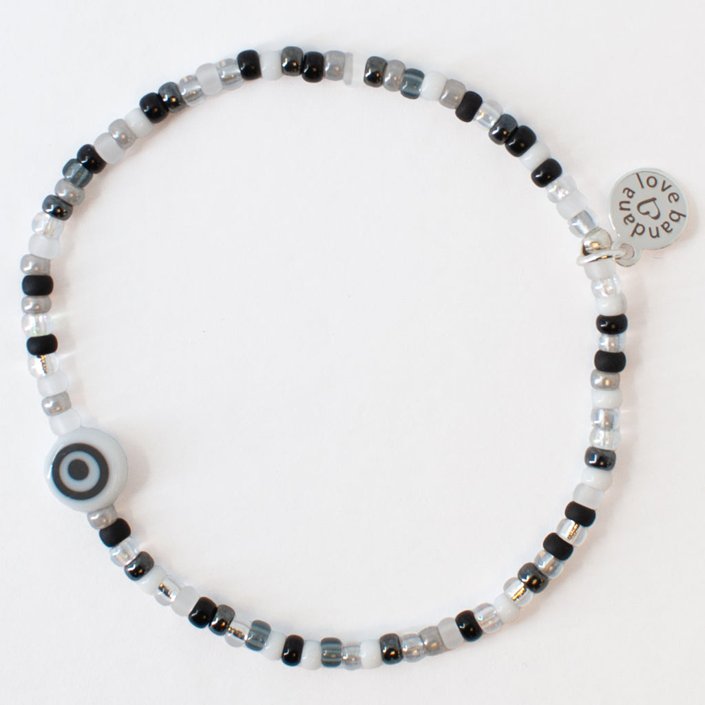 Black Evil Eye in Salt and Pepper Mini Candi Beads