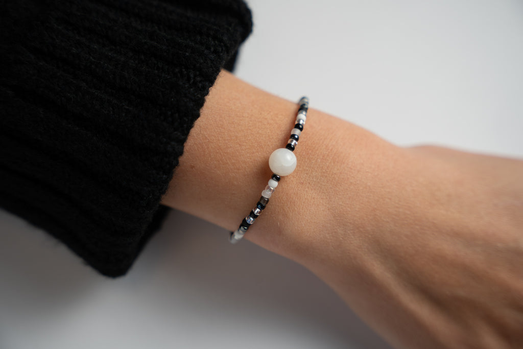 Mother of Pearl in Salt and Pepper Mini Candi Beads