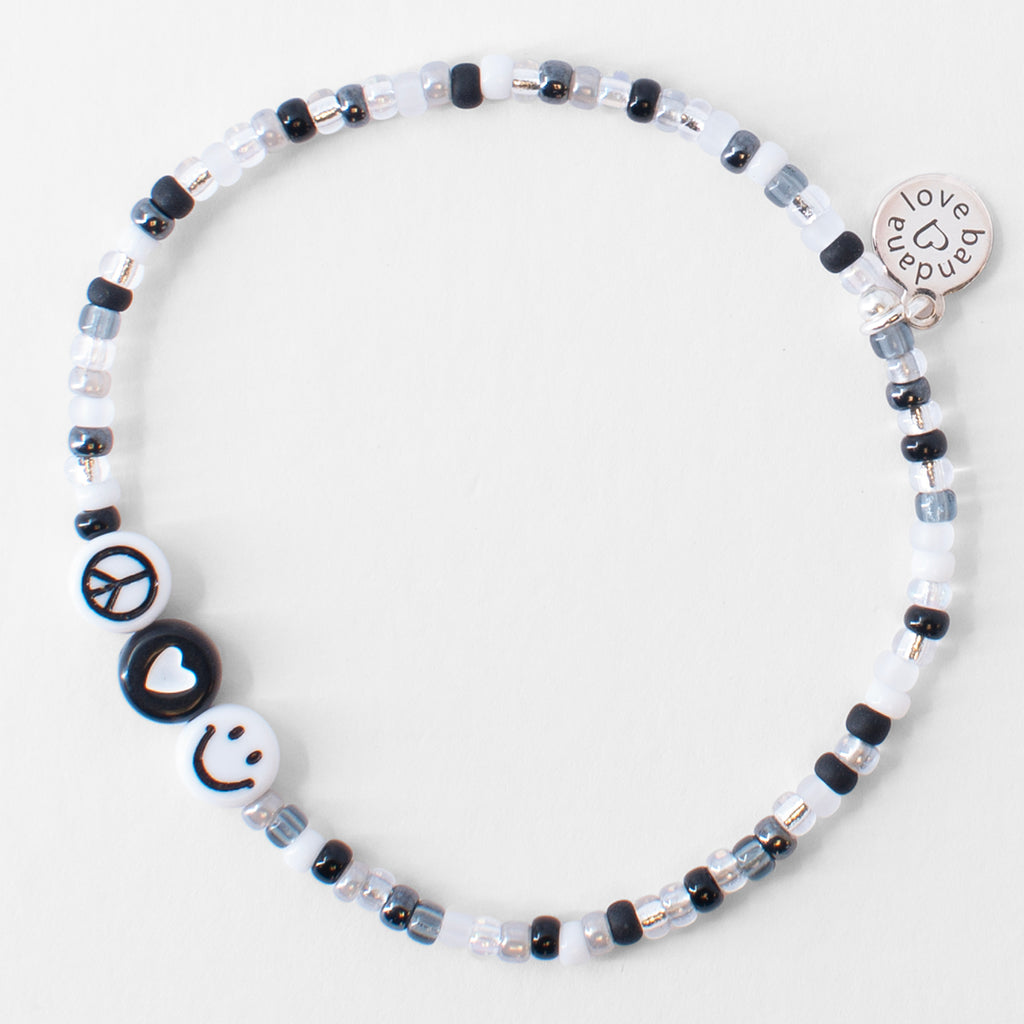 Peace Love Happiness in Salt and Pepper Mini Candi Beads