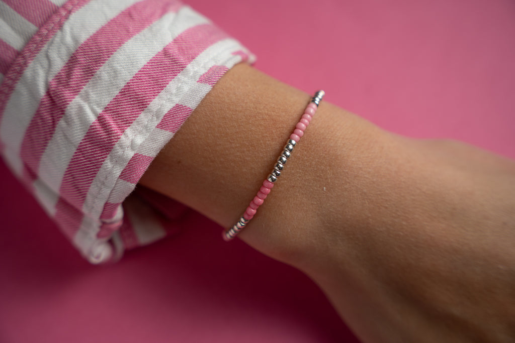 Shades of Pink Silver Mini Candi Beads