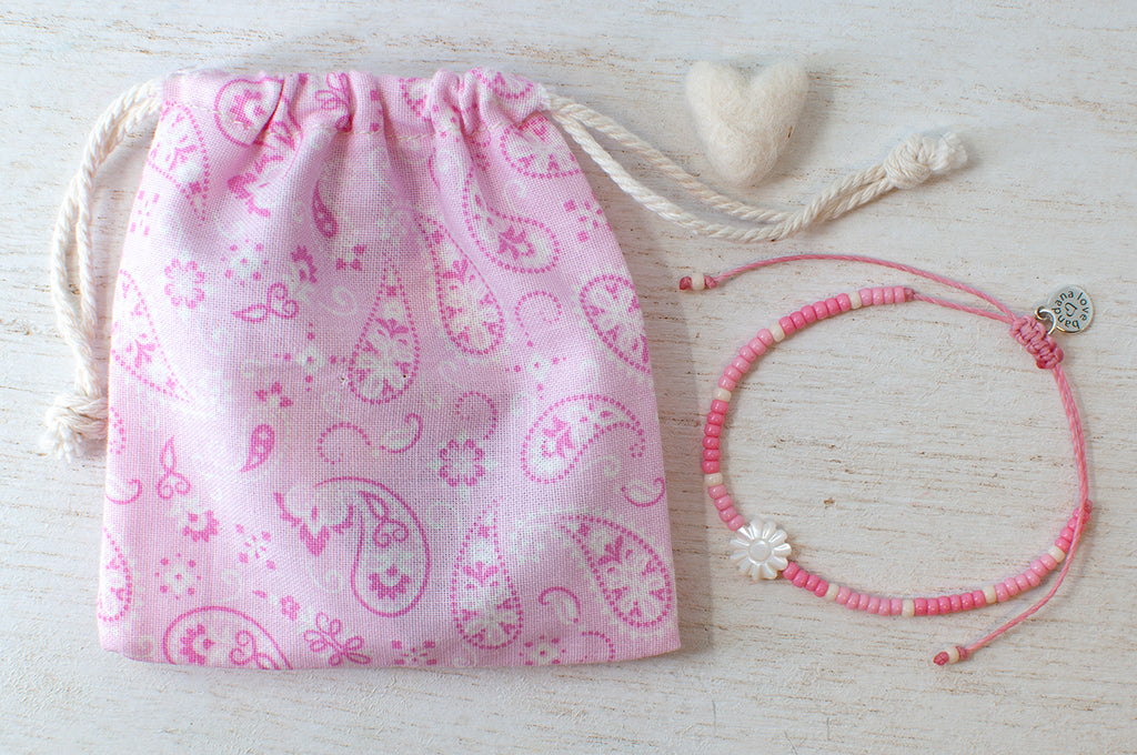 Shell Flower in Shades of Pink Beaded String
