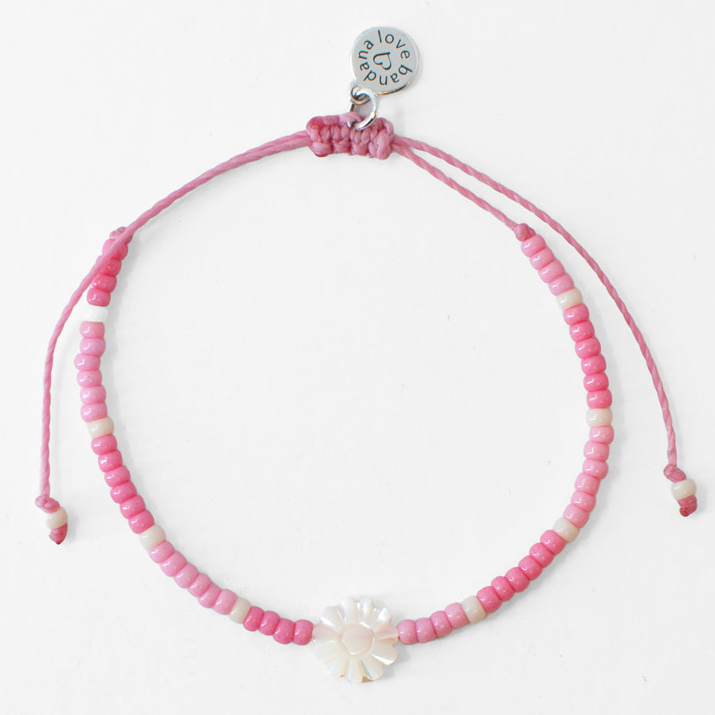 Shell Flower in Shades of Pink Beaded String