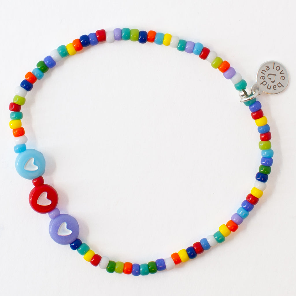 Three Hearts in Multicolor Mini Candi Beads