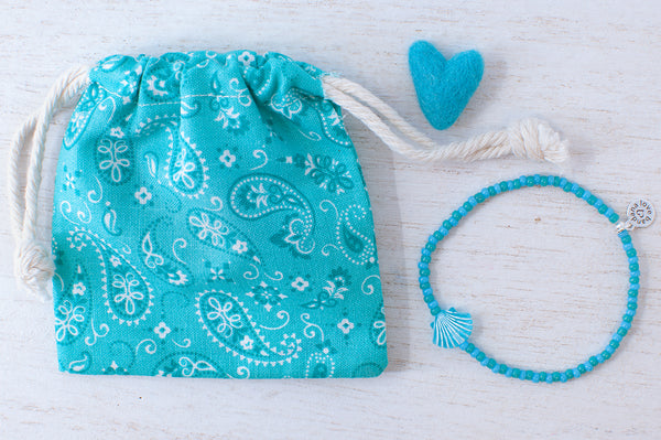 Painted Shell in Turquoise Mini Candi Beads – bandana love