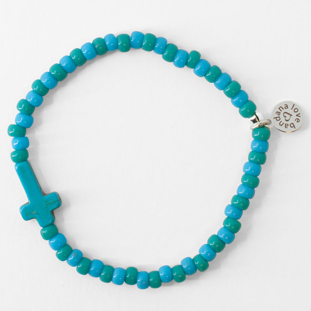 Stone Cross in Turquoise Candi Beads