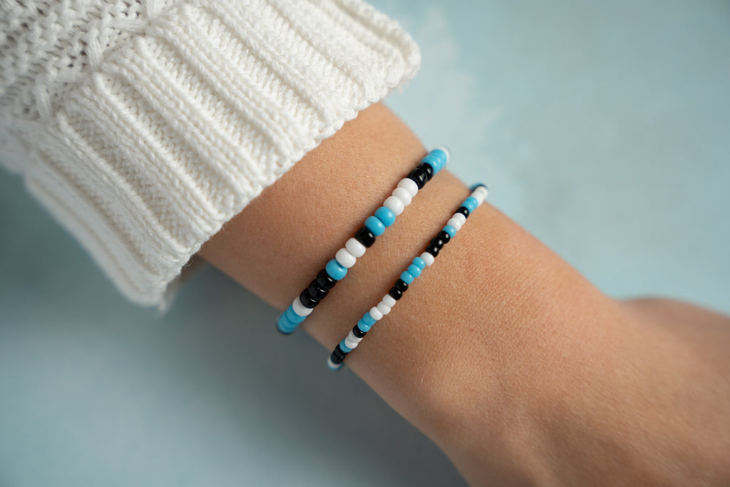 Turquoise and Black Mini Candi Beads