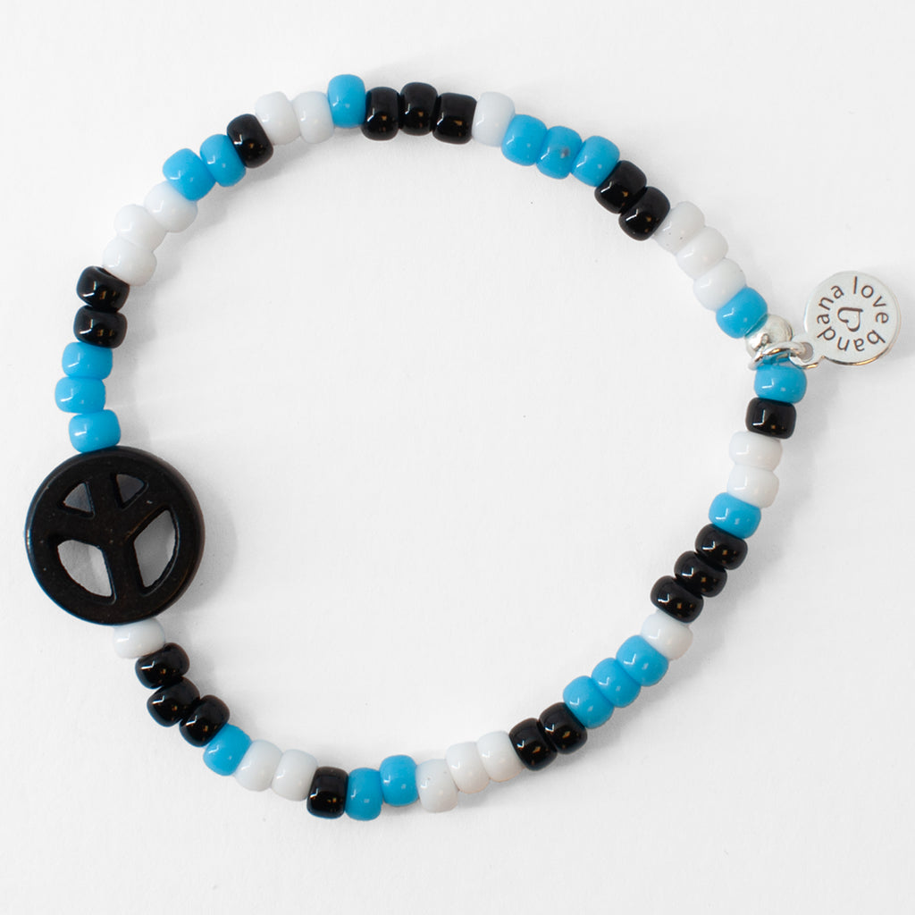 Stone Peace in Turquoise and Black Candi Beads