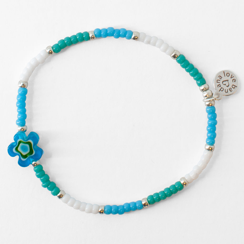 Millefiori Flower in Turquoise and White Mini Candi Beads