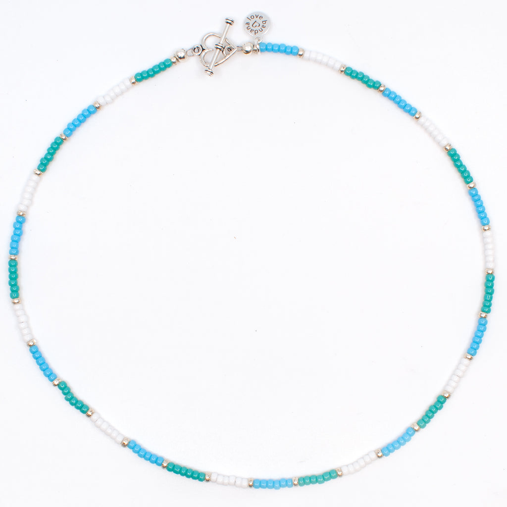 Turquoise and White Mini Candi Beads Necklace