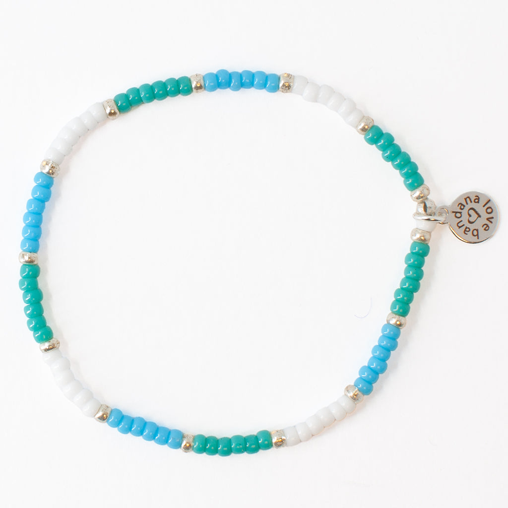 Turquoise and White Mini Candi Beads