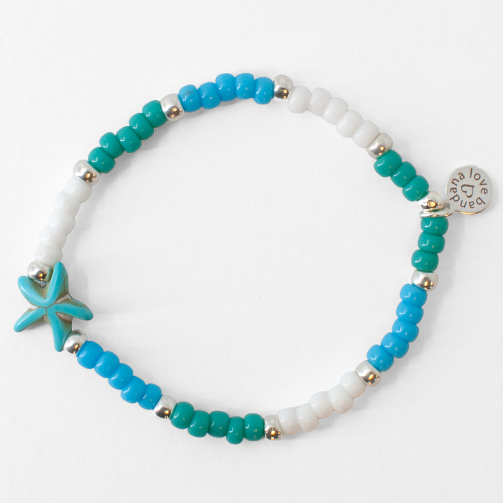 Stone Starfish in Turquoise and White Candi Beads