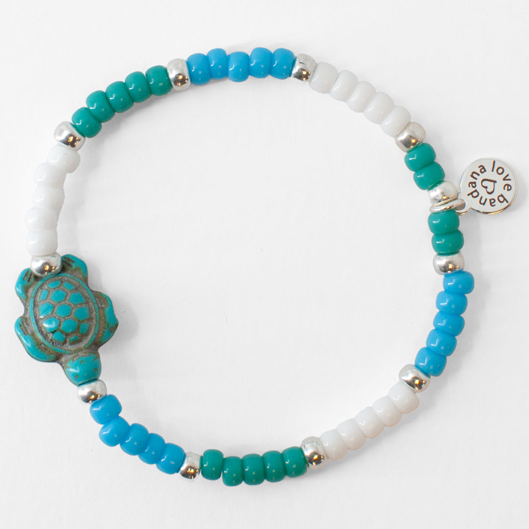 Sea Turtle in Turquoise and White Candi Beads bandana love