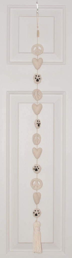 Peace Love Paw Prints Heart String