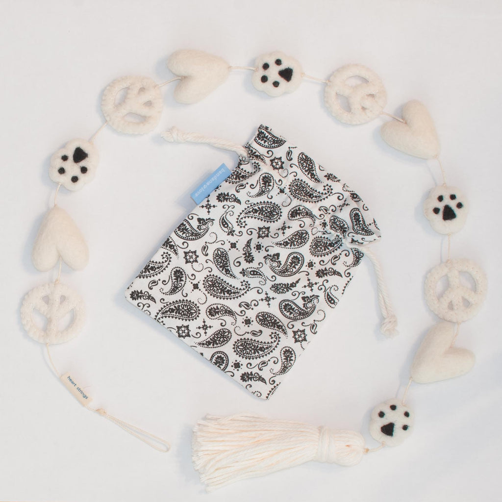 Peace Love Paw Prints Heart String