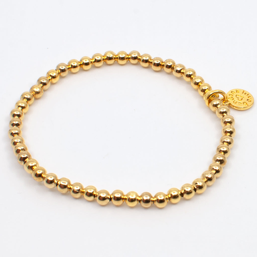 24K Gold Plated Bracelet with 4mm Beads