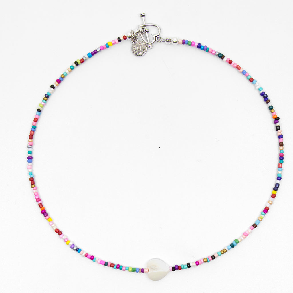 Multicolor Shell Heart Mini Candi Beads Necklace